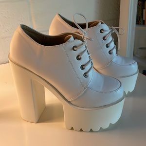 White platform loafers.